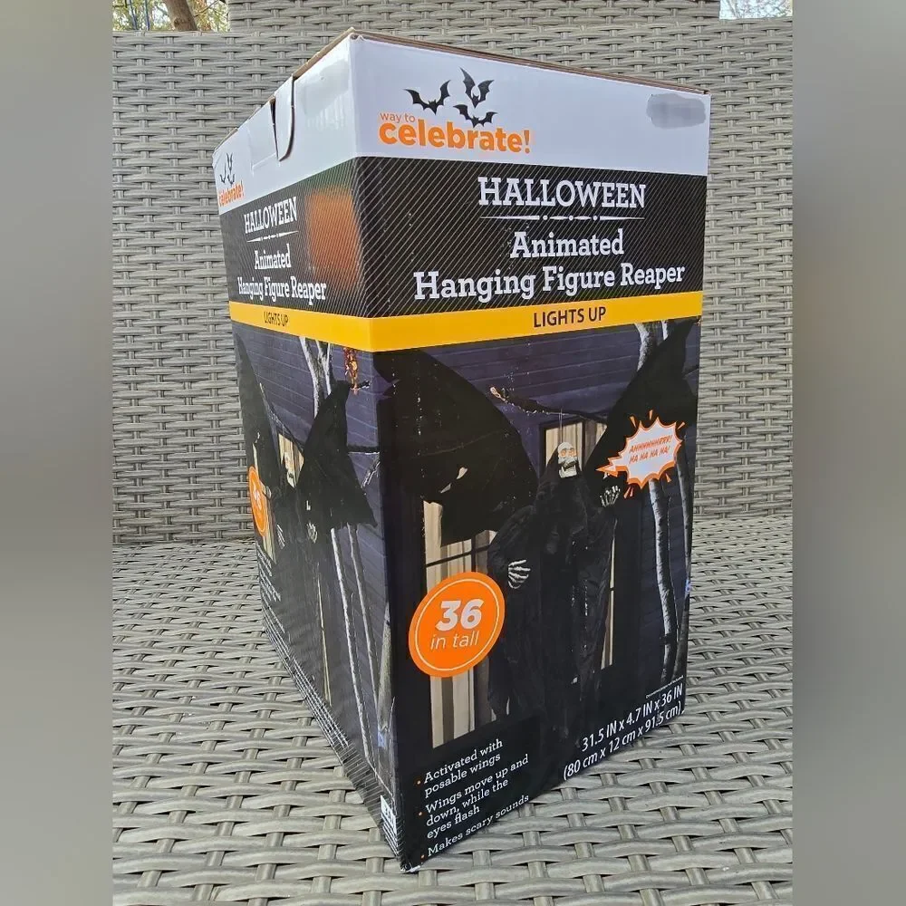 Halloween Light-Up Animated Hanging Reaper Figure, 36